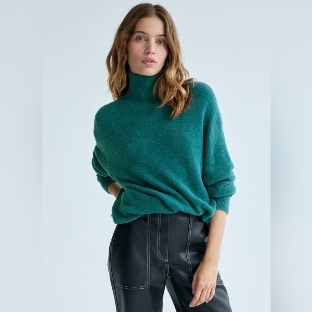 ARITZIA WILFRED FREE Hushknit Turtlenck Sweater Teal Size Small Fall Casual - Picture 2 of 14
